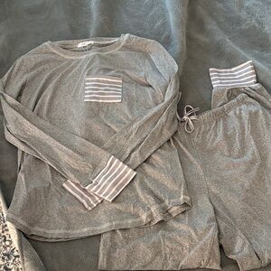 Women's Gray Striped Pajama Set